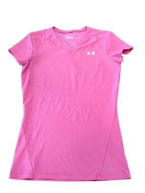 Under Armour HeatGear Pink Athletic Tee Youth Large Fits Women’s Small